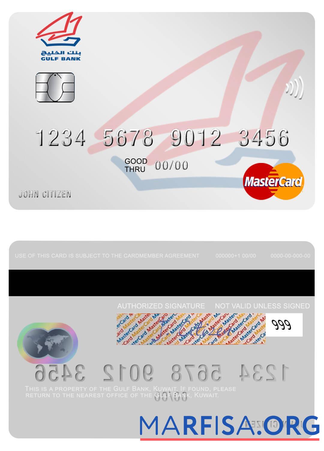 Downloadable Kuwait Gulf Bank mastercard real example